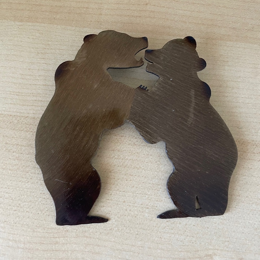 2 Bears Steel Metal Magnet Love Gift Hand Crafted Home Decor‎ Cottage Western